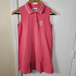 Vintage Walt Disney World Kids Minnie Girls Sleeveless Polo Pink Dress Size L